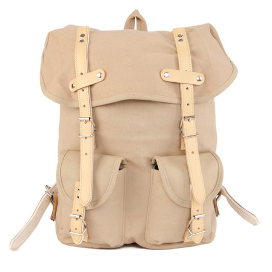 RU131 Cotton Hiking Backpack with Real Leather Stripping 15L Sand