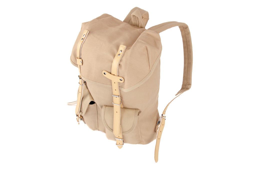 RU131 Cotton Hiking Backpack with Real Leather Stripping 15L Sand