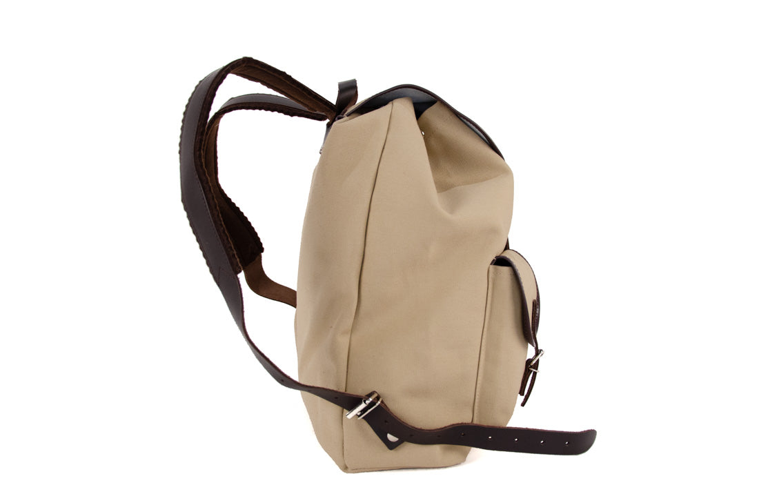 RU137 Baumwoll-Rucksack Sand mit dunkelbraunem Besatz