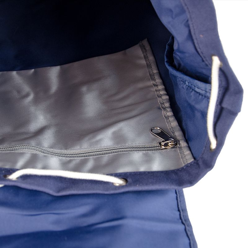 RU139 Baumwoll-Wander-Rucksack mit Echt-Leder-Strippen 15L Blau