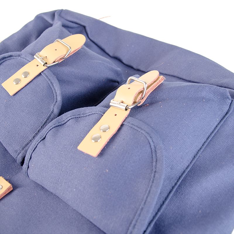 RU139 Baumwoll-Wander-Rucksack mit Echt-Leder-Strippen 15L Blau