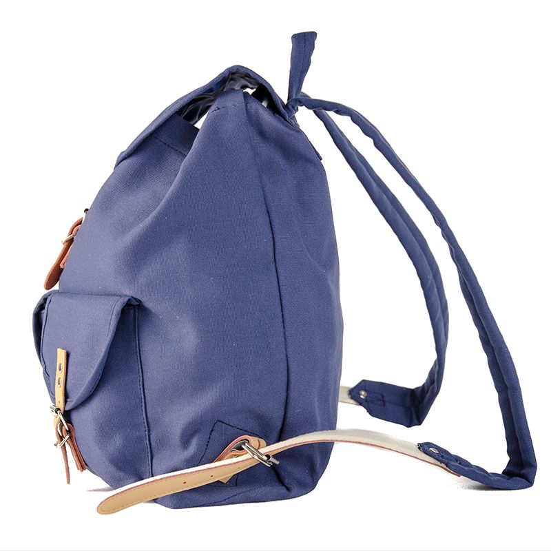 RU139 Baumwoll-Wander-Rucksack mit Echt-Leder-Strippen 15L Blau