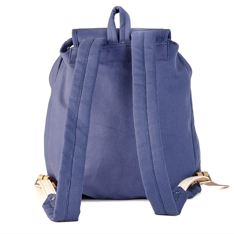 RU139 Baumwoll-Wander-Rucksack mit Echt-Leder-Strippen 15L Blau