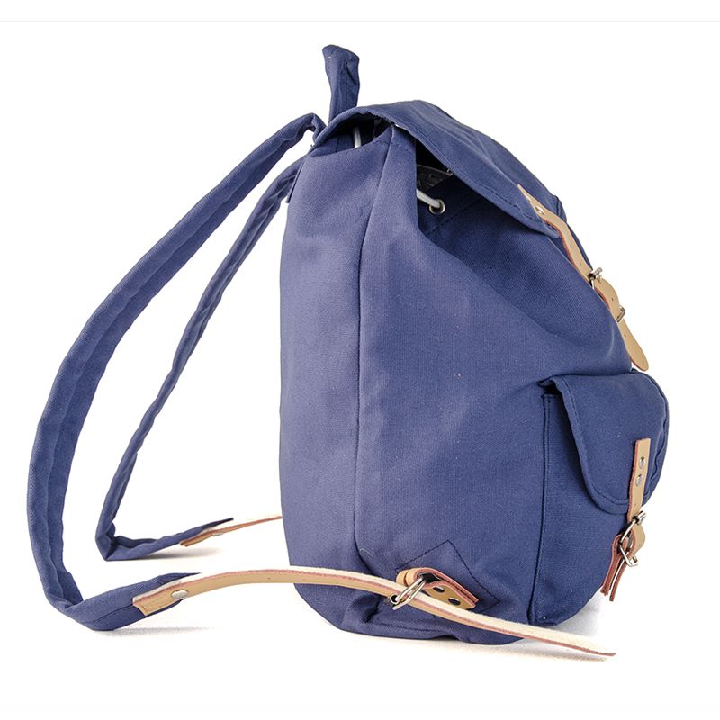 RU139 Baumwoll-Wander-Rucksack mit Echt-Leder-Strippen 15L Blau