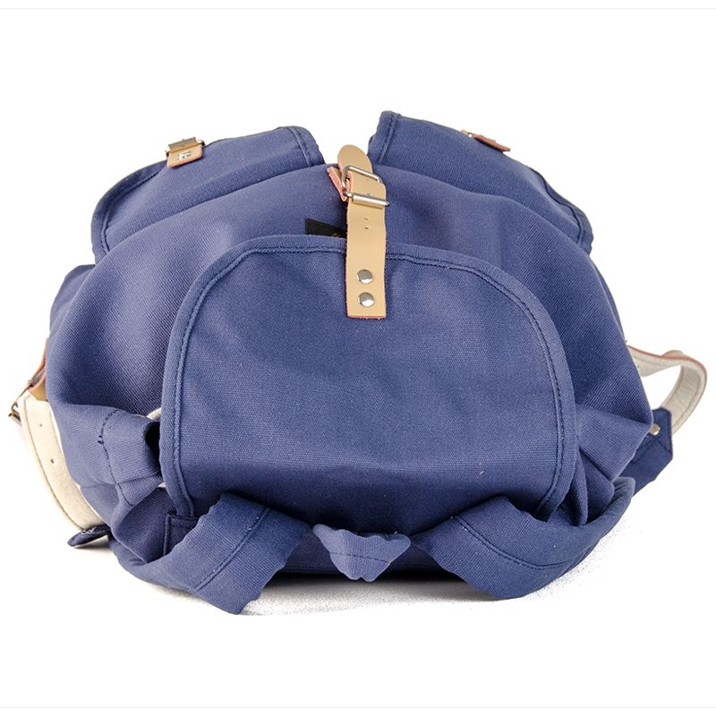 RU139 Baumwoll-Wander-Rucksack mit Echt-Leder-Strippen 15L Blau