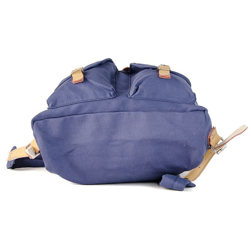 RU139 Baumwoll-Wander-Rucksack mit Echt-Leder-Strippen 15L Blau