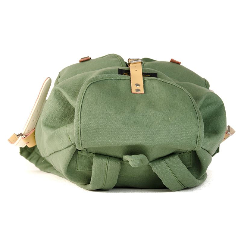 RU139 Baumwoll-Wander-Rucksack mit Echt-Leder-Strippen 15L Mitteloliv