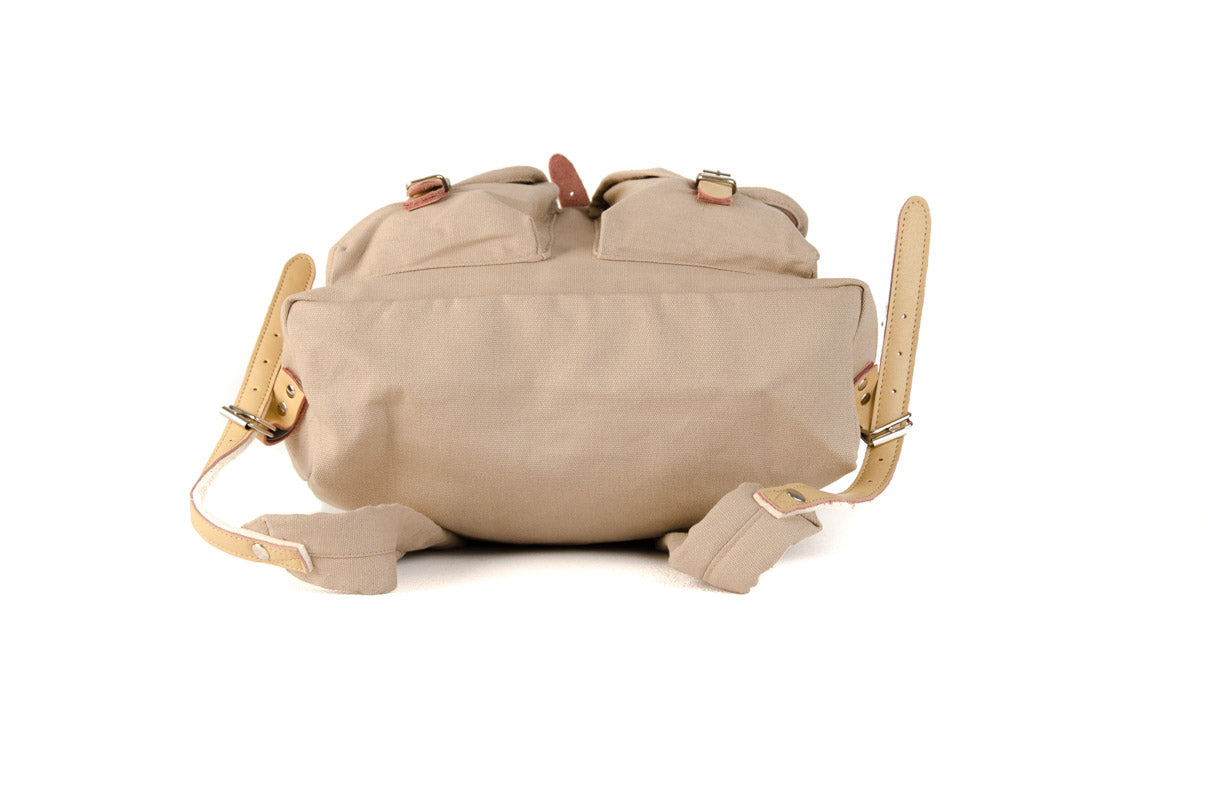 RU139 Baumwoll-Wander-Rucksack mit Echt-Leder-Strippen 15L Sand