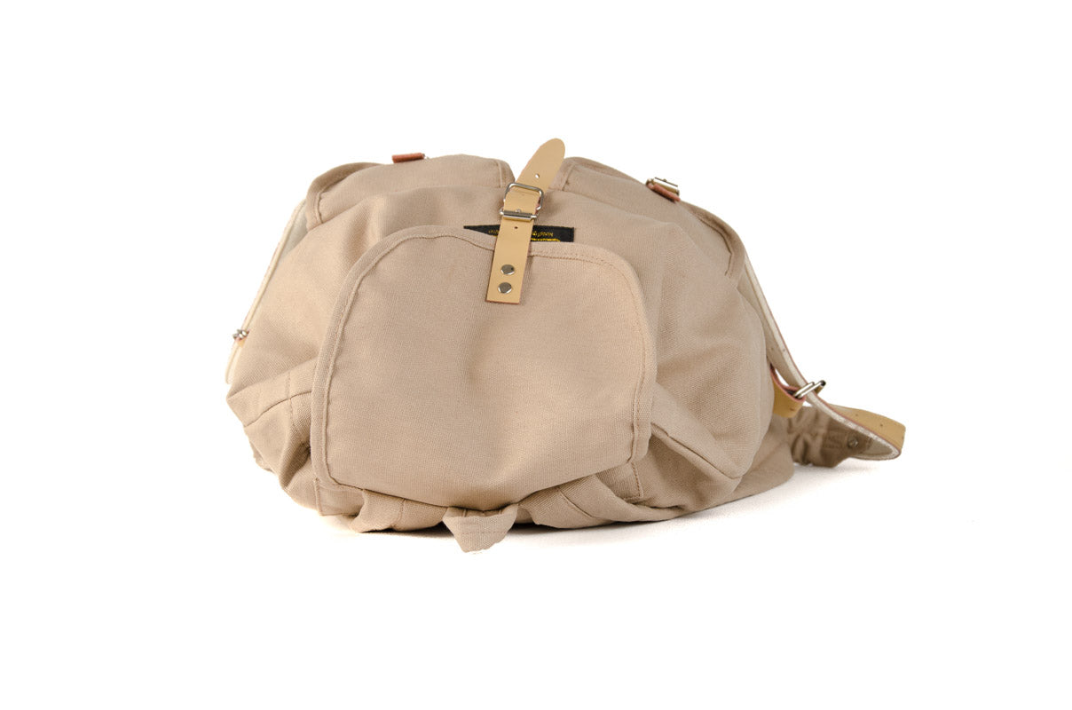 RU139 Baumwoll-Wander-Rucksack mit Echt-Leder-Strippen 15L Sand