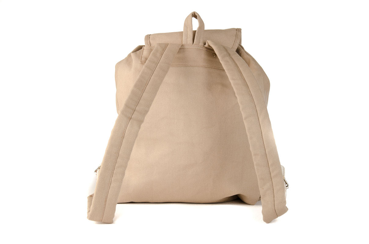 RU139 Baumwoll-Wander-Rucksack mit Echt-Leder-Strippen 15L Sand