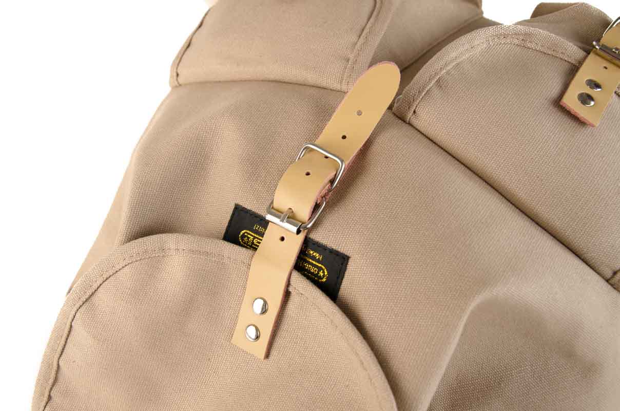 RU139 Baumwoll-Wander-Rucksack mit Echt-Leder-Strippen 15L Sand