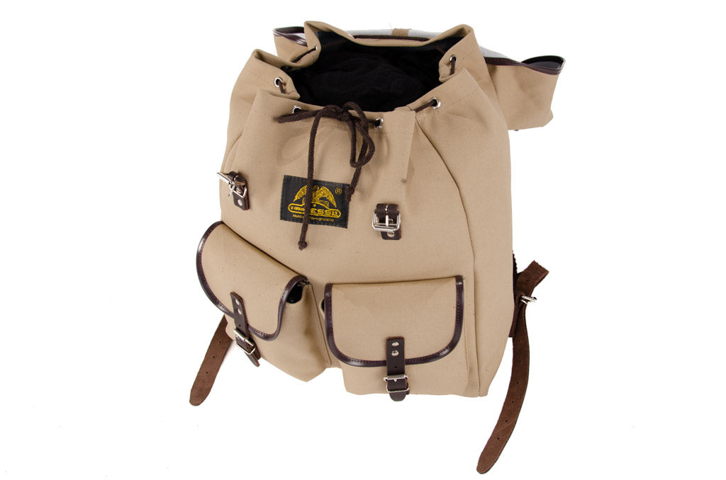 RU138 Baumwoll-Rucksack mit Echt-Leder-Strippen Sand
