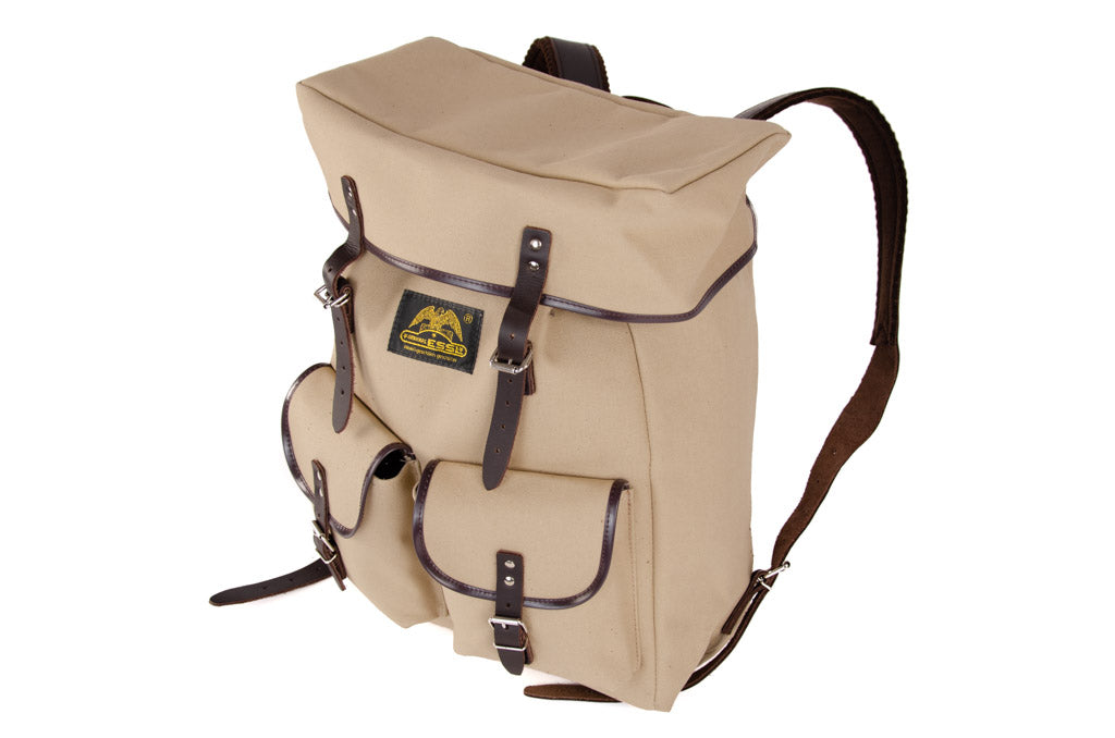 RU138 Baumwoll-Rucksack mit Echt-Leder-Strippen Sand