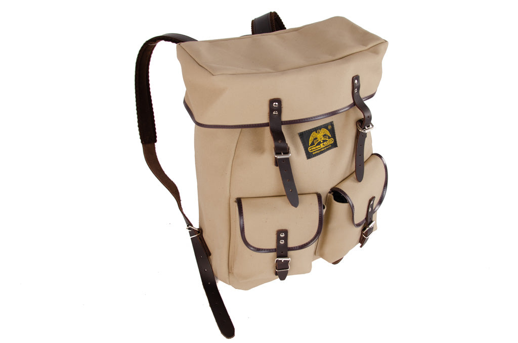 RU138 Baumwoll-Rucksack mit Echt-Leder-Strippen Sand