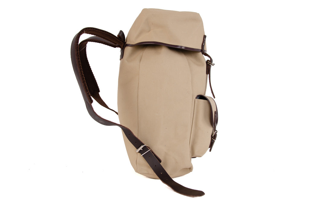 RU138 Baumwoll-Rucksack mit Echt-Leder-Strippen Sand