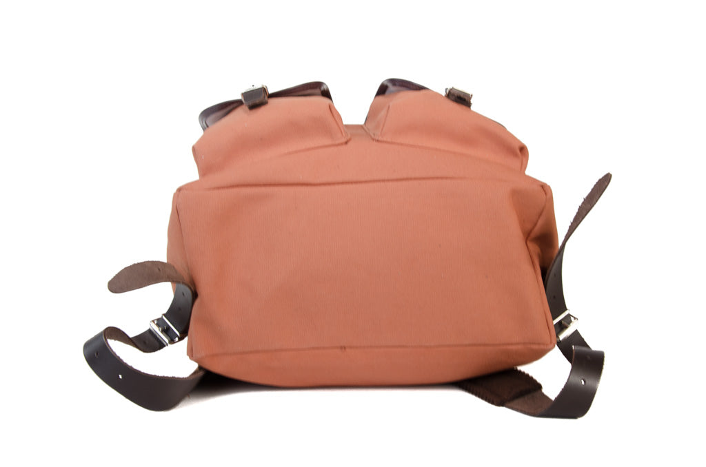RU138 Baumwoll-Rucksack mit Echt-Leder-Strippen Braun