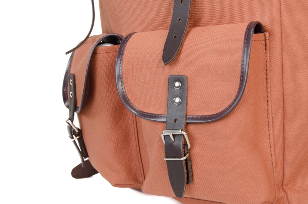 RU138 Baumwoll-Rucksack mit Echt-Leder-Strippen Braun