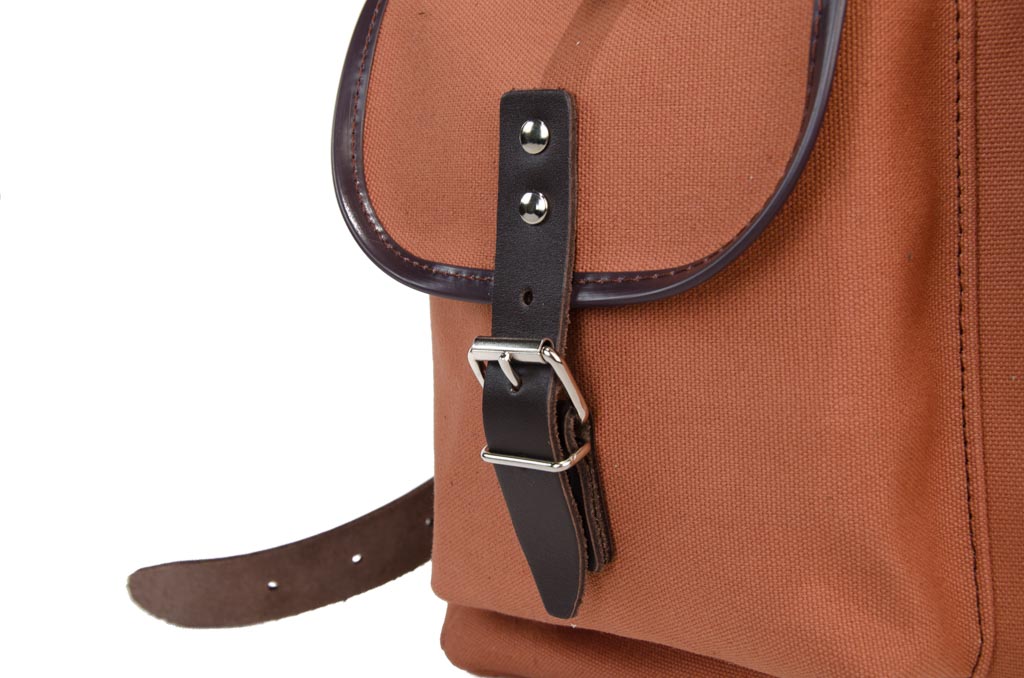 RU138 Baumwoll-Rucksack mit Echt-Leder-Strippen Braun