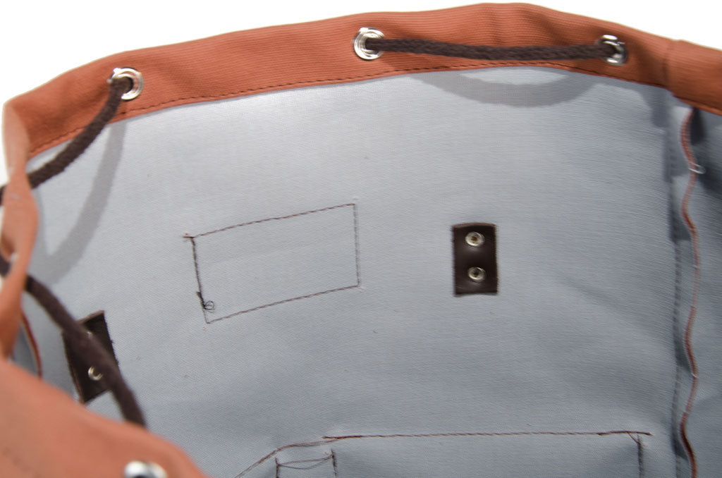 RU138 Baumwoll-Rucksack mit Echt-Leder-Strippen Braun