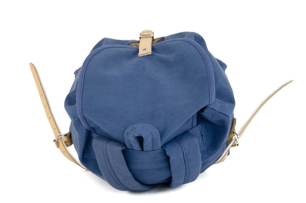 RU139 Baumwoll-Wander-Rucksack mit Echt-Leder-Strippen 15L Blau