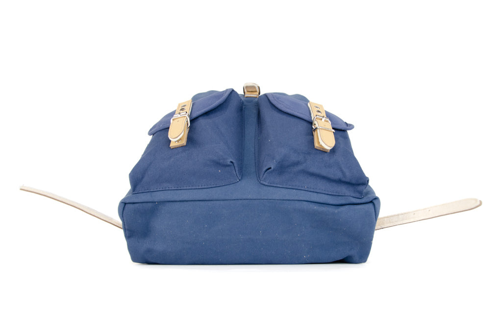 RU139 Baumwoll-Wander-Rucksack mit Echt-Leder-Strippen 15L Blau