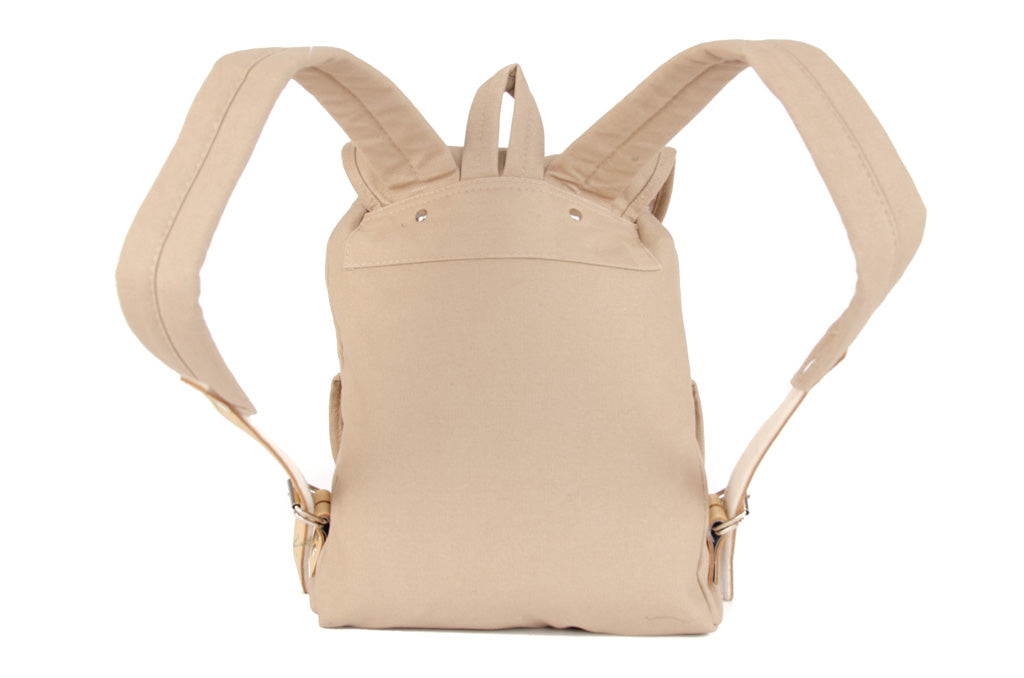 RU139 Baumwoll-Wander-Rucksack mit Echt-Leder-Strippen 15L Sand