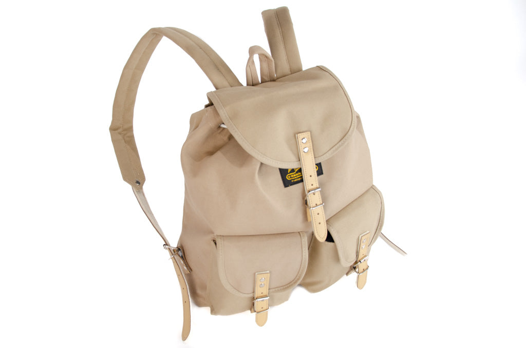 RU139 Baumwoll-Wander-Rucksack mit Echt-Leder-Strippen 15L Sand