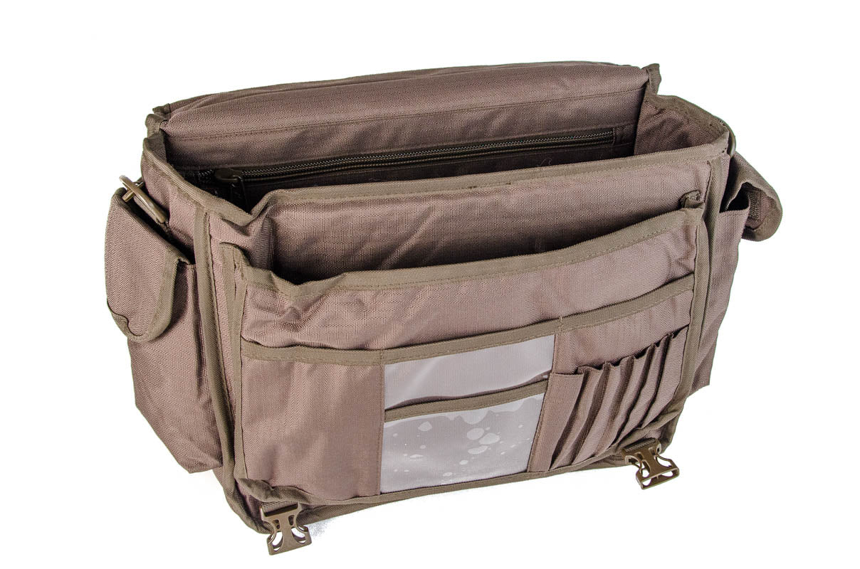 SB22 Multifunktionale Schultertasche mit Organizer - Perfekt für Alltag und Beruf Oliv