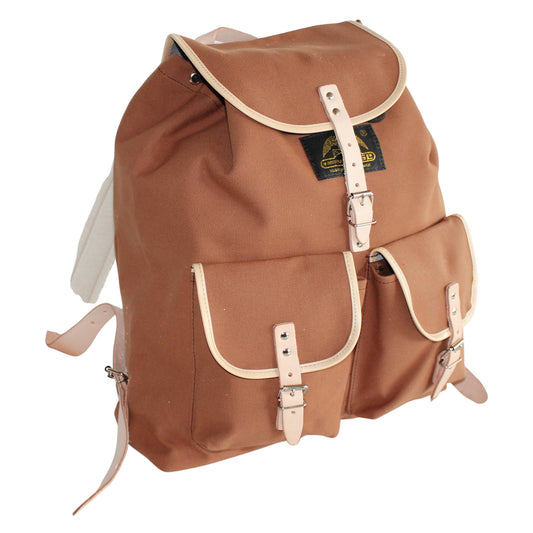 RU137DEPL cotton backpack medium brown with dark brown trim