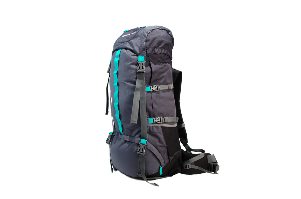RR0155S trekking backpack 60 l dark gray with black with turquoise stripping