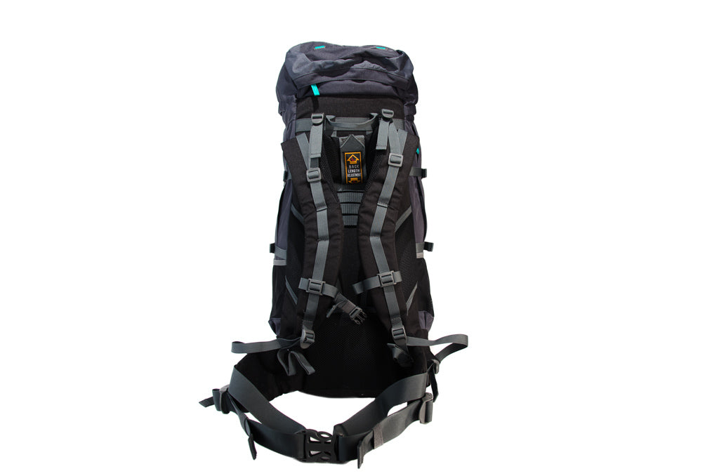 RR0155S trekking backpack 60 l dark gray with black with turquoise stripping