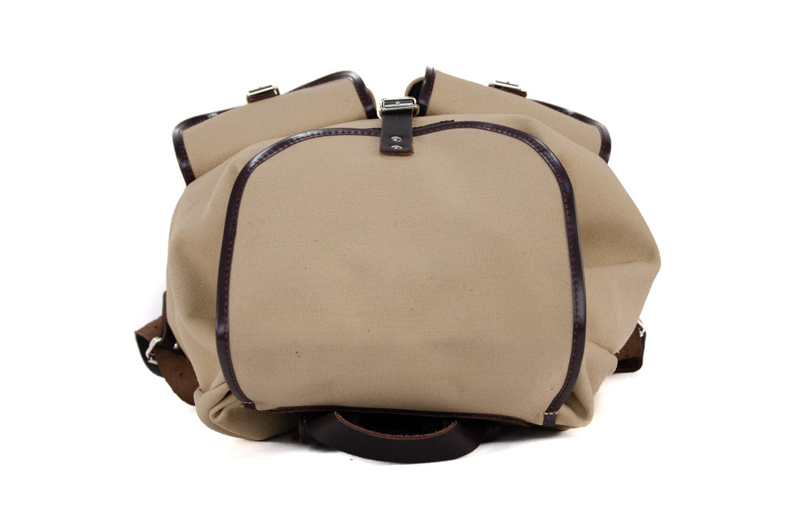 RU137DEPL cotton backpack sand with dark brown trim