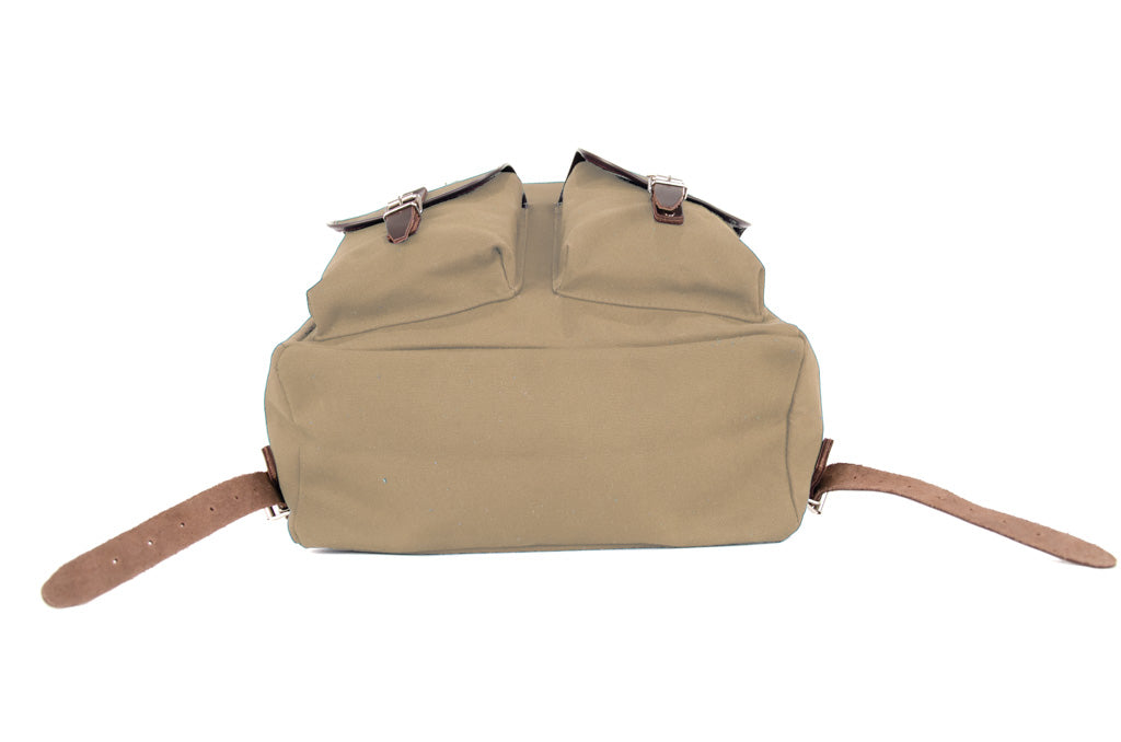 RU138LEDB cotton backpack with genuine leather stripping sand